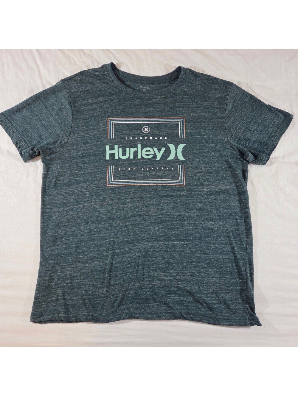 Hurley Surf Company Graphic T-Shirt Men's L Dark Heather Green Logo Tee